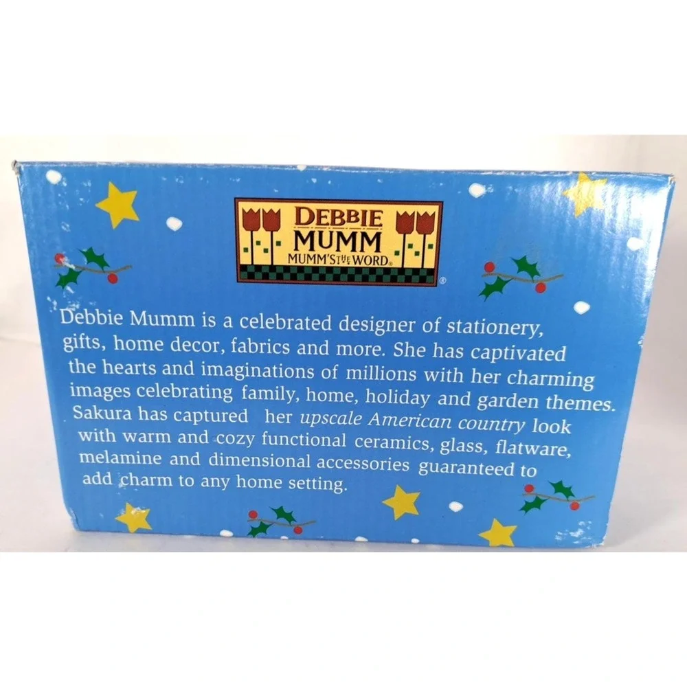 Debbie Mumm Sakura Snowman Double Old Fashioned Glasses Set of 4 Oneida Boxed